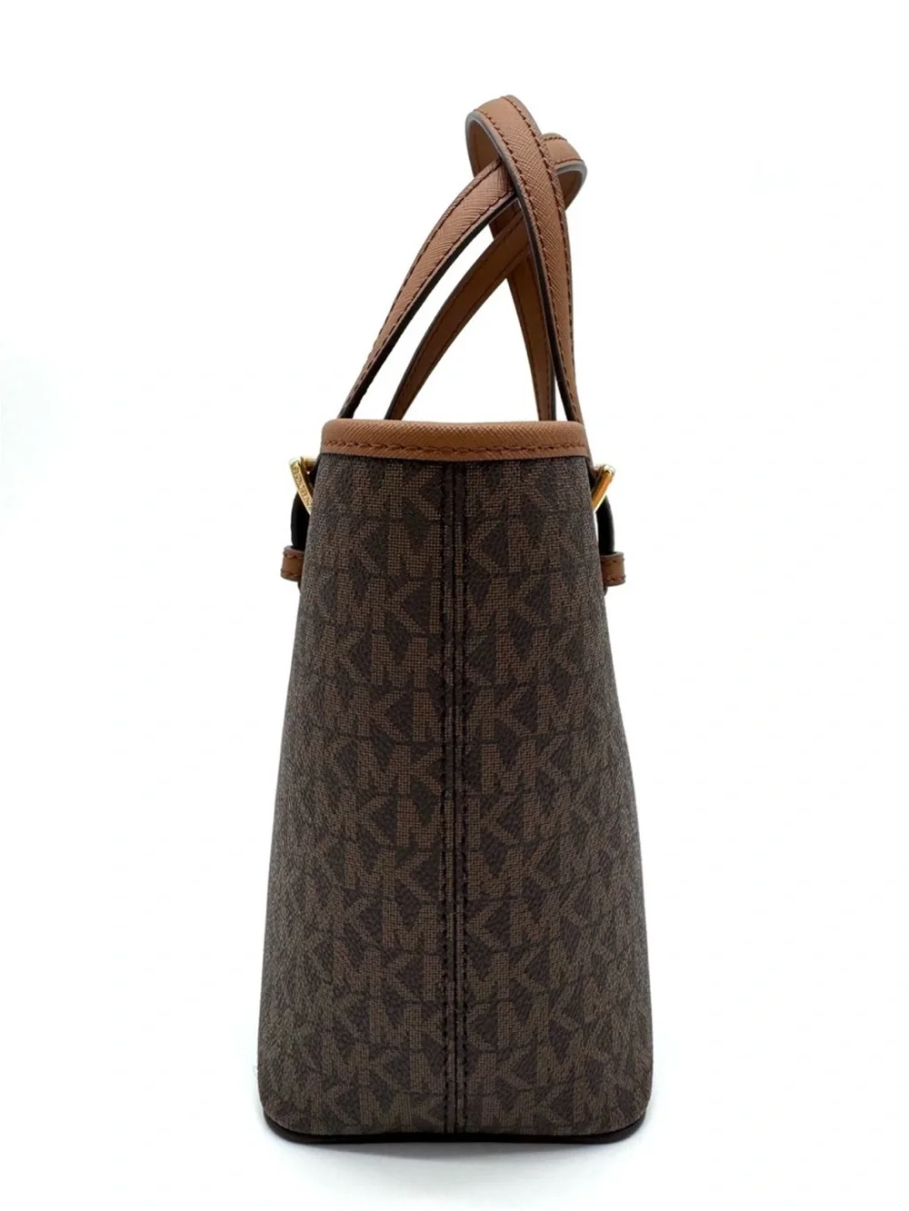 Michael Kors XS Jet Set Travel Convertible TZ Tote Bag Brown Signature